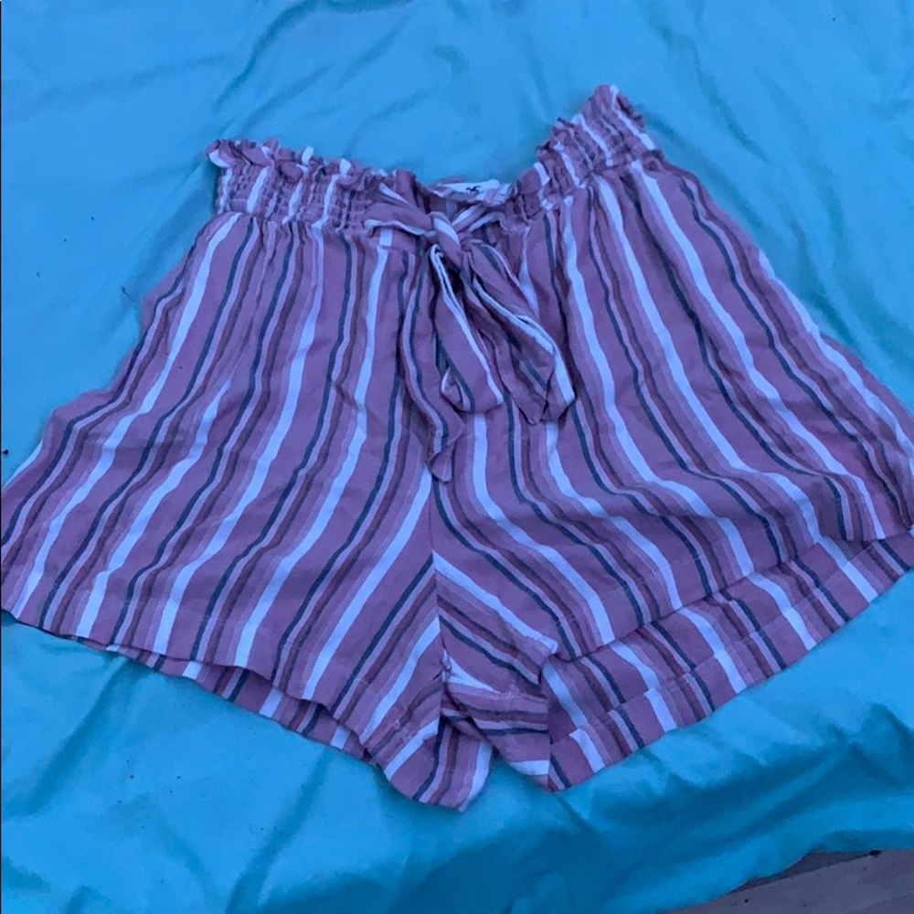 pink stripe paper bag shorts